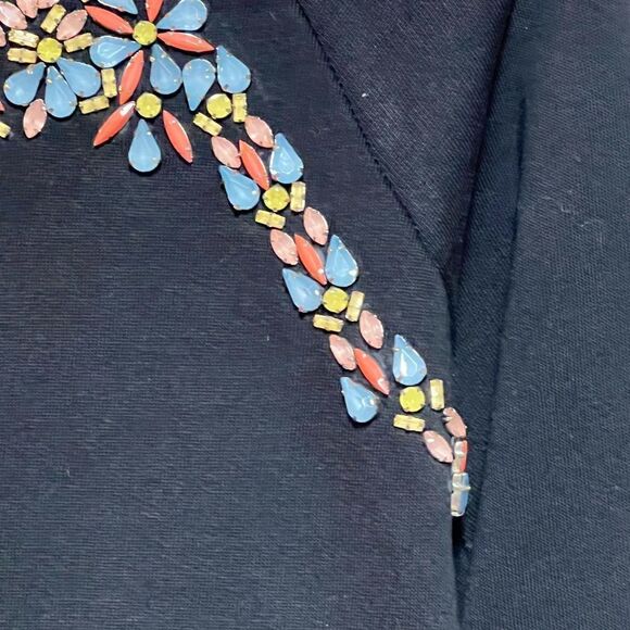 Anthropologie Hemant & Nandita Black Rhinestone Embellished Sweatshirt Sz XS - Picture 4 of 6